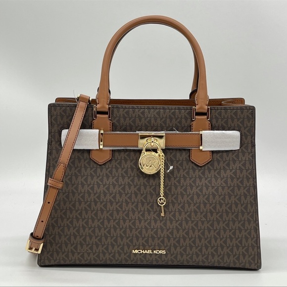 Michael Kors Medium Hamilton Satchel Bag Brown - Picture 2 of 13